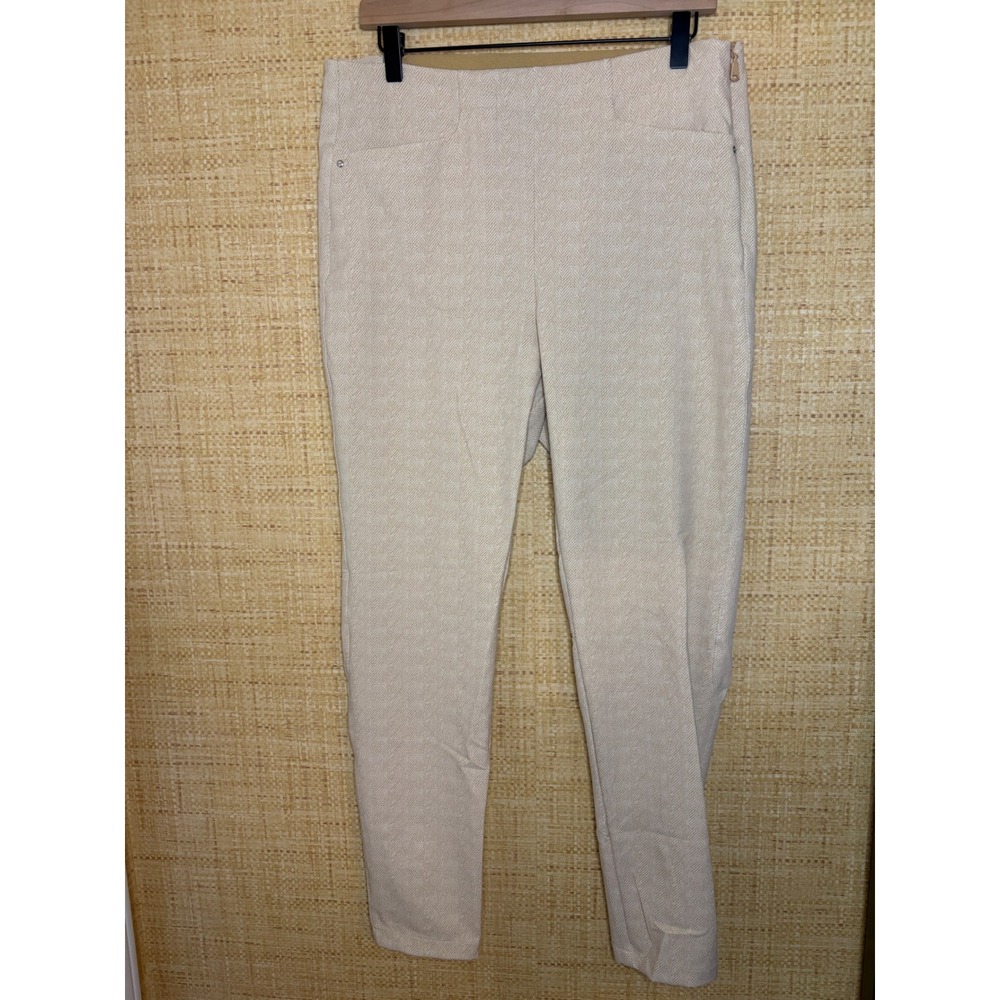 RLX Ralph Lauren Eagle Pant Herringbone Beige Cream Golf Slim Leg Women Large